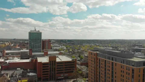 Drone Shot of Ann Arbor with The Big House in Background Stock Footage 226210451
