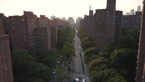 Drone Shot - Apatment Complex - New York City - sunset Stock Footage 247278758