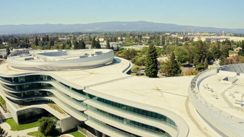 Drone shot of Apple wolf campus in San Jose Stock Footage 341241994
