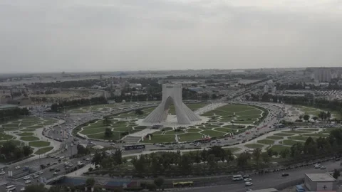 Drone Shot Approaching Azadi Tower and Orbiting Square, Tehran Iran 11.7.2020 Stock Footage 330180727