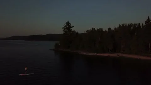 Drone shot around paddle-border Stock Footage 138158030