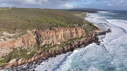 Drone shot of Australia Coast, cliffs, sunset Stock Footage 308811028