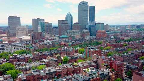 Drone Shot of Back Bay Boston Brownstones Stock Footage 277914949