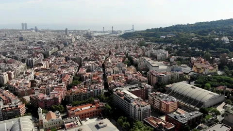 Drone shot Barcelona. Dense development in Barcelona Stock Footage 164144785