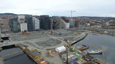 Drone shot of Barcode in Oslo, Norway Stock Footage 71297190