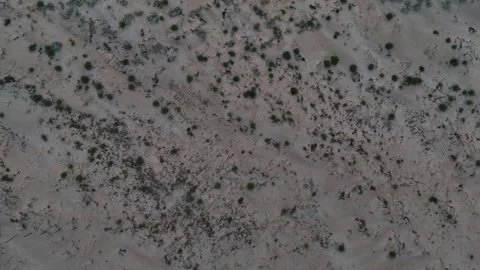 Drone shot of beach and dunes at sunrise under cloudy sky, slow motion capt.. Stock Footage 317189501