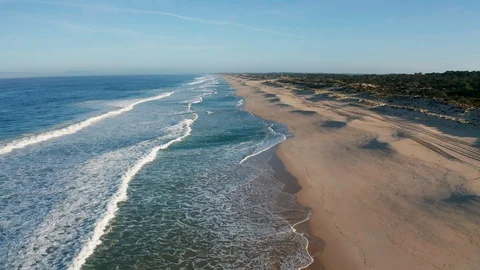 Drone shot beach Atlantic Ocean Portugal Stock Footage 127689049