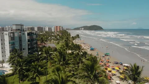 Drone Shot of the Beach in a Bright Day with Palm Trees and Blue Water 库存影片 150502065