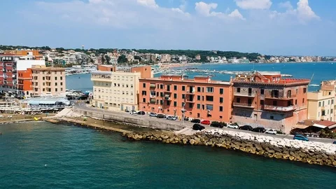 Drone shot of beach in Italy, Anzio Stock Footage 93483590