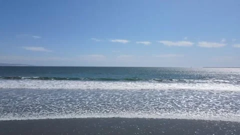 Drone Shot from Beach Out Over Waves and Ocean Stock-Footage 276198499