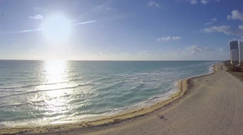 Drone Shot on the Beach at Sunrise Stock Footage 49086695