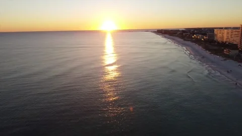 Drone shot of a beach sunset Stock Footage 278609230