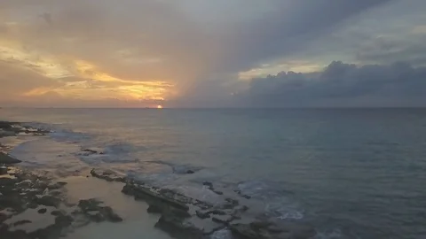 Drone Shot Beach Sunset - FullHD@96fps Flat Picture Video stock 100644497