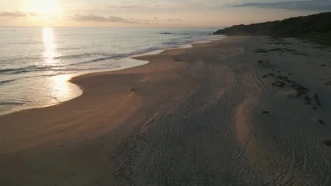 Drone Shot Beach at Sunset Puerto Escondido Bacocho Mexico Stock Footage 259062569