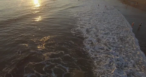 Drone Shot - Beach at Sunset (Santa Barbara) Stock Footage 102413326