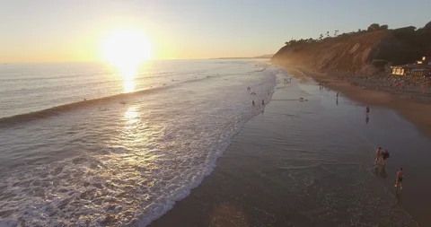 Drone Shot - Beach at Sunset (Santa Barbara) Stock Footage 102416824