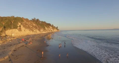 Drone Shot - Beach at Sunset (Santa Barbara) Stock Footage 102482252