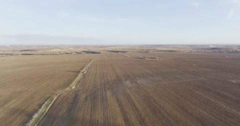 Drone shot of a beatiful landscape of an open field in Romania. Rural scene Video stock 201062406