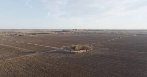Drone shot of a beatiful landscape of an open field in Romania. Rural scene Video stock 201064184