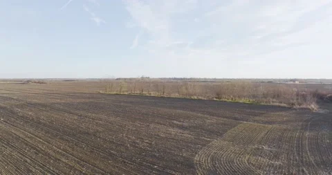 Drone shot of a beatiful landscape of an open field in Romania. Rural scene Stock Footage 201064297