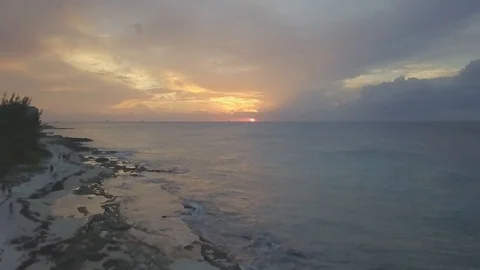 Drone Shot Beautiful Beach Sunset - Full HD@96 fps Video stock 100644207