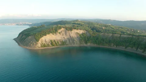Drone Shot Of Beautiful Cliffs By The Ocean Stock Footage 136661369