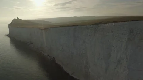 Drone shot beautiful cliffs sunset Stock Footage 132816722