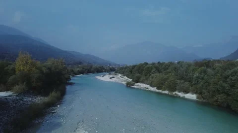 Drone shot of Beautiful river 2 Stock Footage 214400033