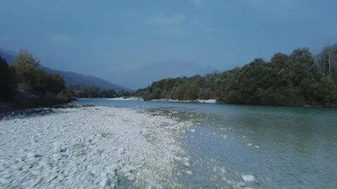 Drone shot of Beautiful river Stock Footage 214398754