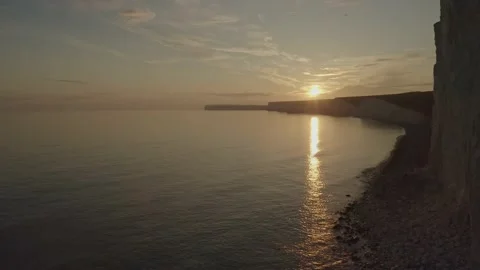 Drone shot beautiful sunset beach Stock Footage 132817883