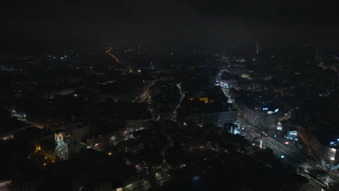 Drone shot of Belgrade streets at night. Stock Footage 243198601