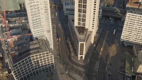 Drone Shot Berlin Empty Street Top View Skyscrapers Stock-Footage 129148282