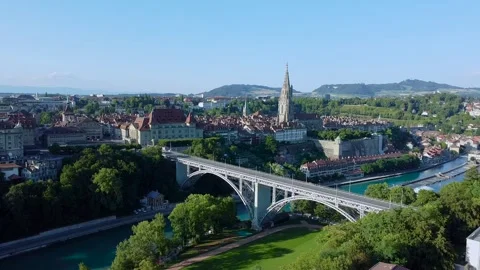 Drone shot of Bern centre Stock Footage 250483592