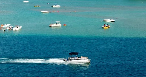 Drone Shot, Boats on Torch Lake Stock Footage 98882452