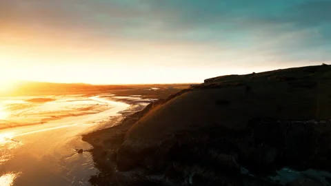 Drone shot at Brean Down, Burnham-On-Sea, UK. Stock Footage 308423630