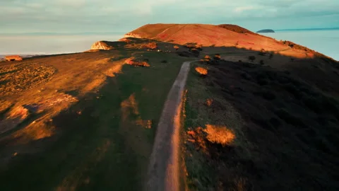 Drone shot at Brean Down Vidéo 308417650