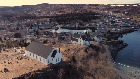 Drone Shot of Brigus, NL Stock Footage 151987672