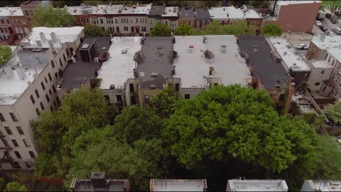 Drone shot of Brooklyn Rooftops Stock Footage 90908312