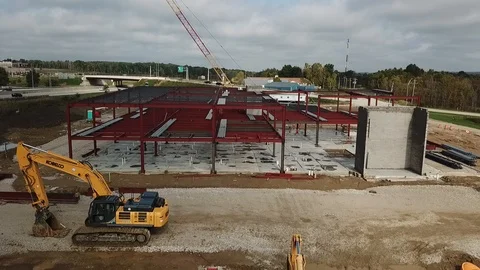 Drone shot of building construction Stock Footage 100306786
