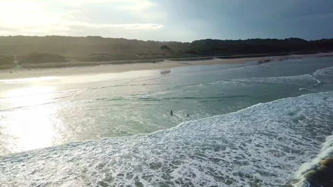 Drone Shot of Byron Cape Lighthouse and Tallow Beach, Byron Bay, New South Wales Video stock 294635210