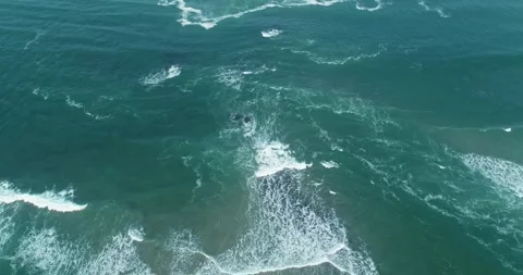 Drone shot of calm sea surface with white foam The Concept of peaceful nature Video stock 336269555