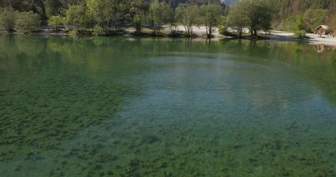 Drone Shot Of Calming Lake Stock Footage 129179621