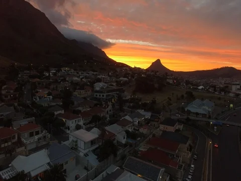 Drone shot Cape Town by night Stock Footage