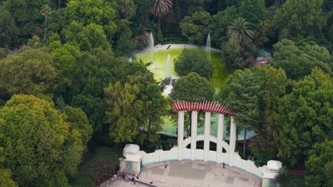 Drone shot capturing Foro Lindbergh and lake in Parque México, Condesa, Mexico Vídeo Stock 318164987