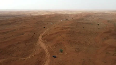 A drone shot capturing the vast landscape of the Arabian Desert in the UAE. Stock Footage 333471167