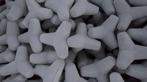 Drone Shot Capturing Waves at a Seaside Breakwater 動画素材 252238469