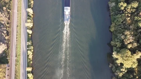 Drone shot of a cargo ship Stock Footage 80672635