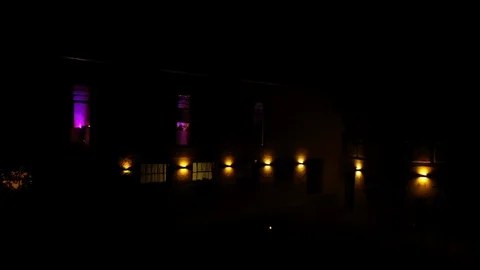 Drone Shot Castle at Night - Side Dolly Shot Stock Footage 112036840