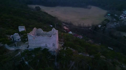 Drone Shot of castle ruins 動画素材 304237689
