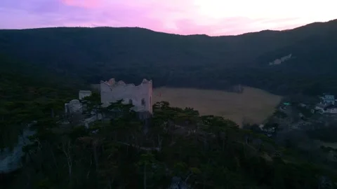 Drone Shot of castle ruins 動画素材 304237696